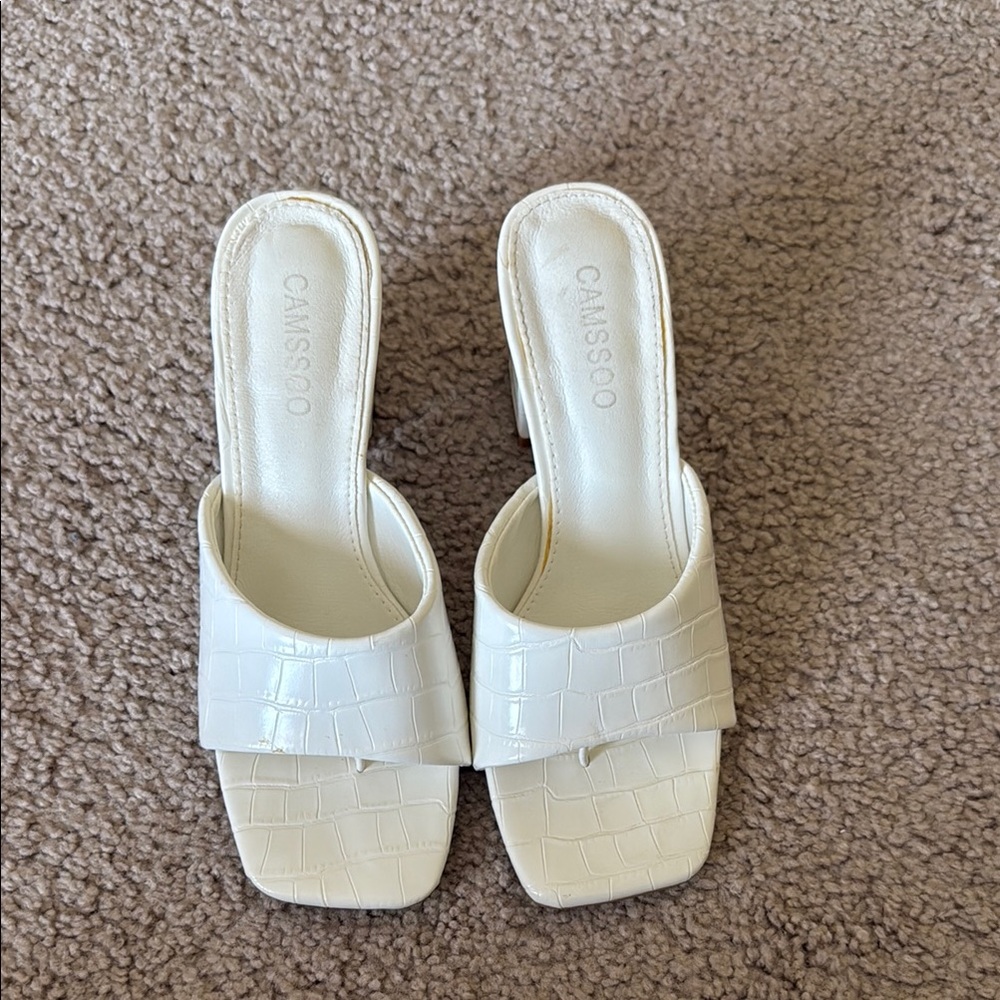 Women's White Slide mini heels